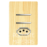 Conjunto Interruptor Duplo Simples + Tomada 10A 4X2 - Novara Especiais Maple